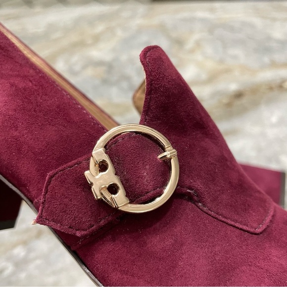 TORY BURCH Tess Loafer Pump Burgundy Suede Women’s 6M - Picture 2 of 13